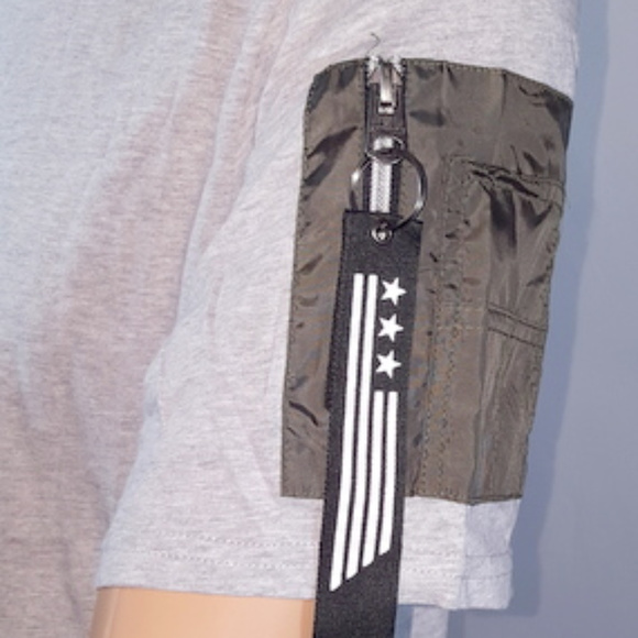 Southpole Nylon Trim Long Scallope Tee T-Shirt - Picture 2 of 5